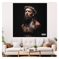 Rap Icon Banner Tapestry Bold Album Cover Wall Art for Hip-Hop Fans Music Decorative Poster