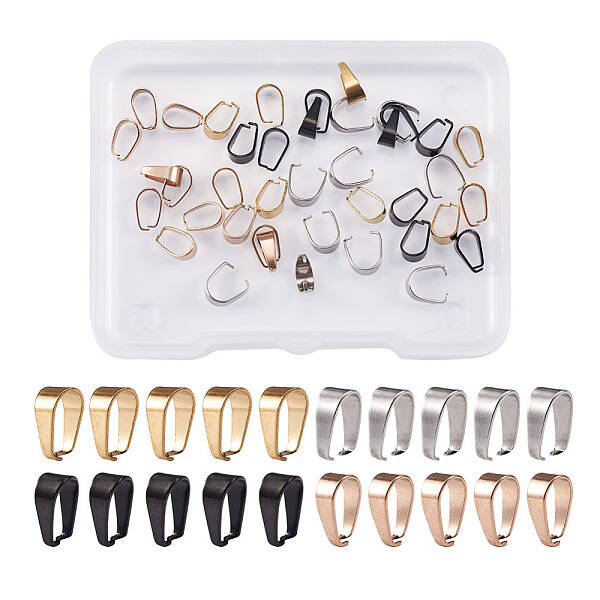 40Pcs 4 Style PVD Vacuum Plating 304 Stainless Steel Snap on Bails