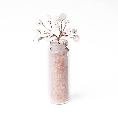 Natural Rose Quartz Chips Tree of Life Decorations