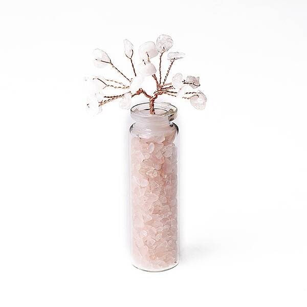 Natural Rose Quartz Chips Tree of Life Decorations
