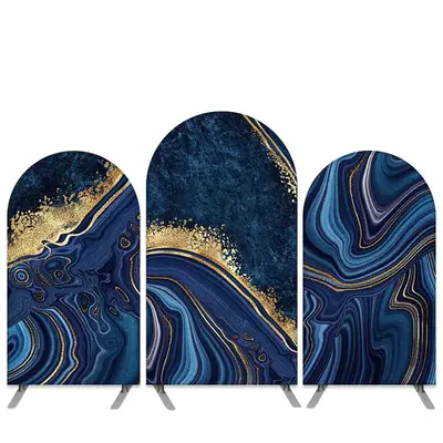 Aperturee Abstracted Texture Navy Blue Gold Birthday Arch Backdrop Kit | Chiara Wall Backdrop Diy | Chiara Backdrop Cover | C...