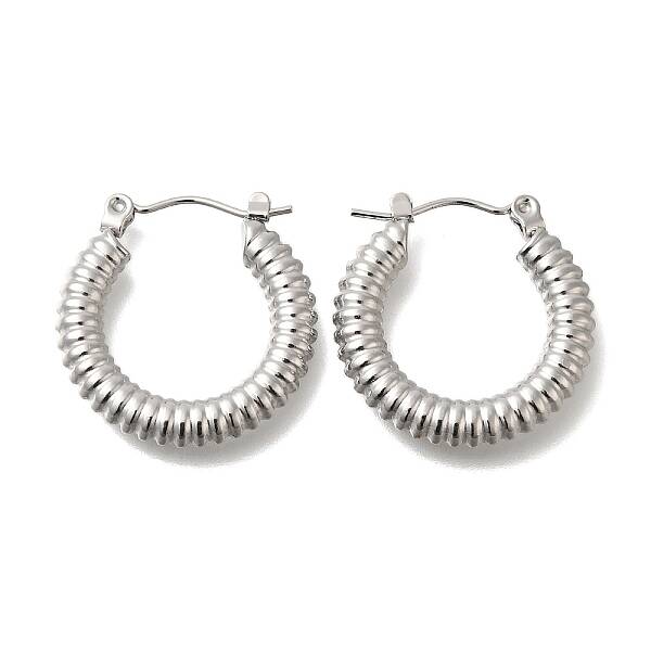 304 Stainless Steel Stripe Ring Hoop Earrings for Women