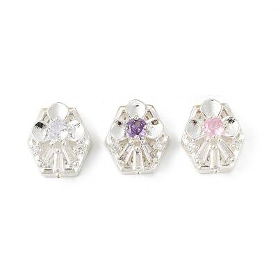 Brass Micro Pave Cubic Zirconia Beads