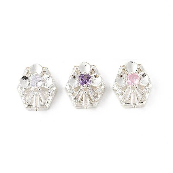 Brass Micro Pave Cubic Zirconia Beads