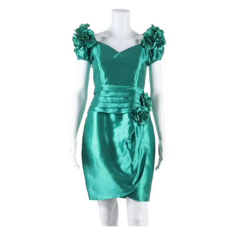 Womens Mini Dress Green Short Sleeve Short S