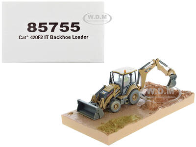 CAT Caterpillar 420F2 IT Backhoe Loader with Operator Yellow Weathered Series 1/50 Diecast Model by Diecast Masters