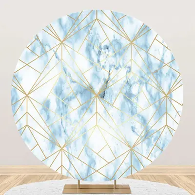 Blue Marble Texture Golden Round Birthday Backdrop - Aperturee