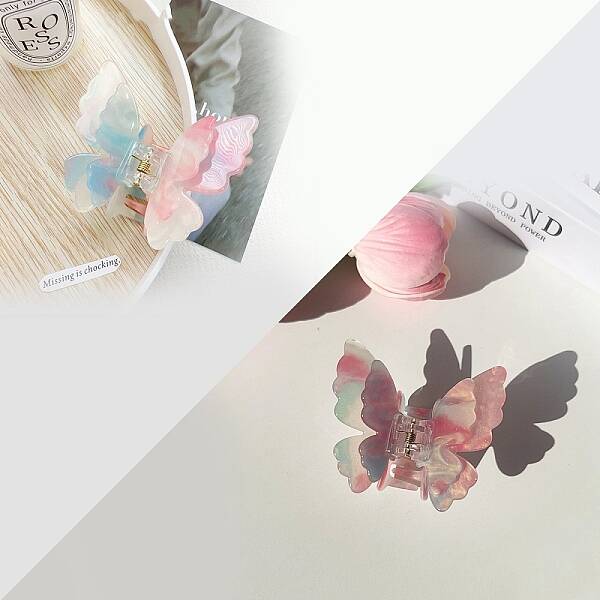 Double Layered Butterfly Acrylic Claw Hair Clips