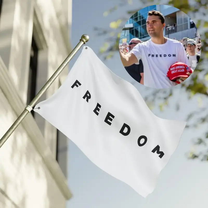 Freedom Kirk Memorial Flag Black and White Kirk Memorial Canvas Flag (No flag Stick Included)