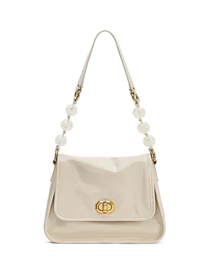 Smting Leather Pearl Chain Ava Flap Bag
