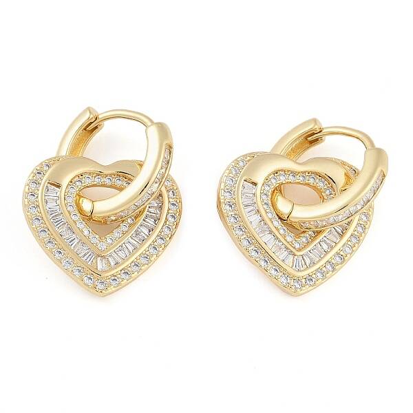 Brass Pave Clear Cubic Zirconia Hoop Earring for Women