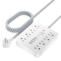 Power Strip with 5FT/10FT Extension Cord, Multi-plug Power Strip with 4 USB Ports & 2 Type-C & 8 AC Outlets, Power Strip f...