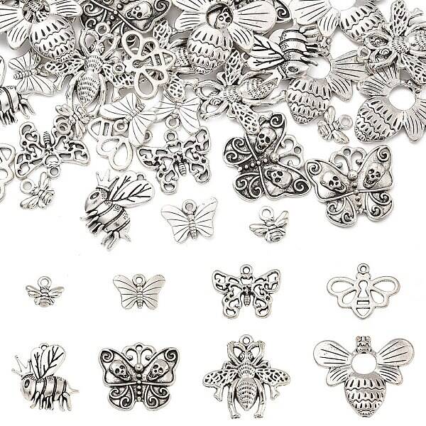 40Pcs 8 Styles Tibetan Style Alloy Pendants