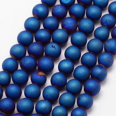 Electroplated Natural Agate Bead Strands