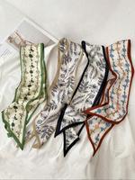 Women's Elegant Floral & Leaf Print Hair Band for Hairstyle, Vintage French Style Long Scarf Fashion Hair Accessories Set, Pe...