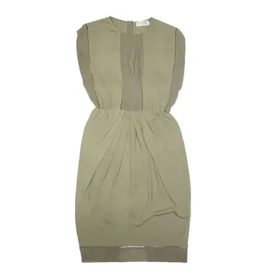 ZIMMERMAN Sheer Shift Dress Green Silk Sleeveless Knee Length Womens UK 12
