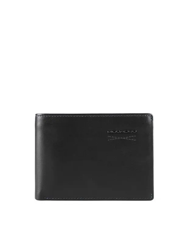 Piquadro, PU257W110R-N Black Slim Leather Wallet for Men