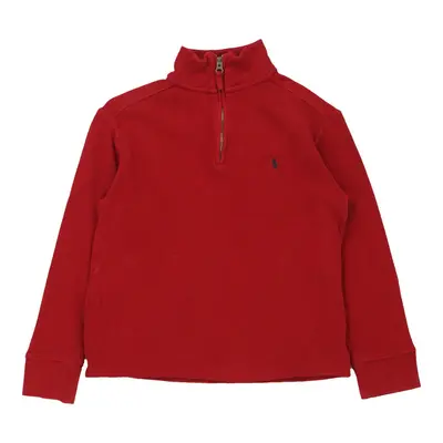 Age 6-7 Ralph Lauren 1/4 Zip - Small Red Cotton