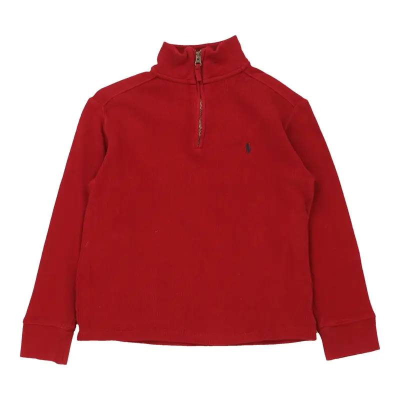 Age 6-7 Ralph Lauren 1/4 Zip - Small Red Cotton