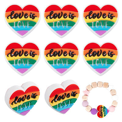 8Pcs Pride Rainbow Theme Food Grade Eco-Friendly Silicone Focal Beads