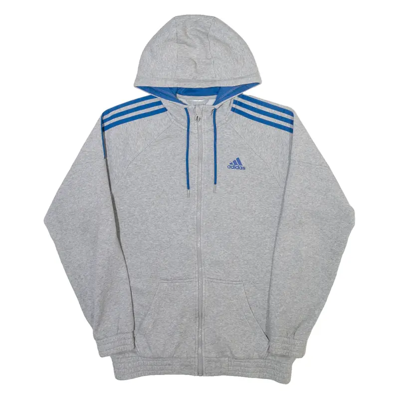 ADIDAS Mens Grey Hoodie Full Zip S