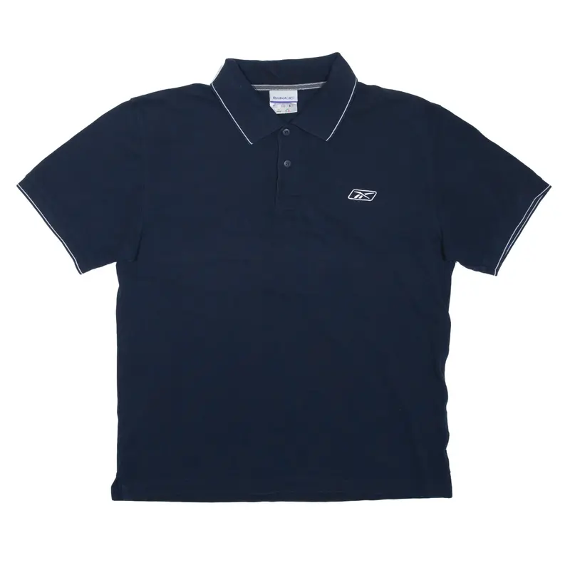 REEBOK Polo Shirt Blue Short Sleeve Mens M