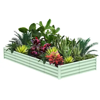 Garvee 8' X 4' X 1' Galvanized Raised Garden Bed, Outdoor Rectangular Metal Planter for Vegetables, Flowers & Herbs, Green