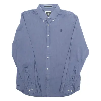 G-STAR RAW Mens Shirt Blue Striped Long Sleeve L