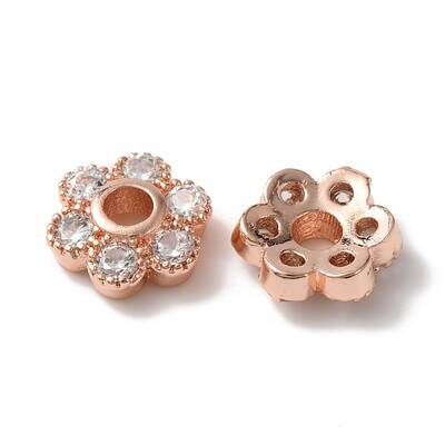 Rack Plating Brass Cubic Zirconia Bead Cap