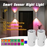 Smart LED Night Light with Motion Sensor, RGB Gradient Dimmable Wall Lamp, USB Rechargeable Indoor Ambient Lighting, Magnetic...