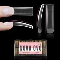 NOVO OVO XXL Curved Sharp Square Nail Tip, Extra Thick Natural Curve False Nails Press on, Full and Half Cover Soft Gel Exten...