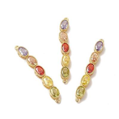 Rack Plating Brass Colorful Cubic Zirconia Connector Charms