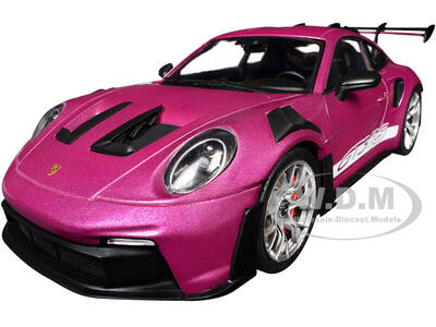 Porsche 911 GT3 RS Red Violet Metallic with White Stripes Pink Slips Series 1/18 Diecast Model Car by Jada