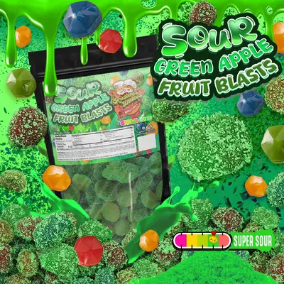 Rustito's Dulces Sour Green Apple Fruit Blasts - Sweet Sour & Oh So Juicy Chewy Exterior Juicy Interior Super Sour Treats Can...