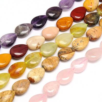 Mixed Style Natural Teardrop Gemstone Beads Strands