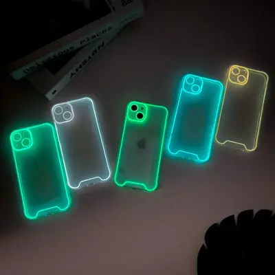 Oceantree Luminous Phone Case For iPhone 16 15 14 13 12 11 Pro Max Fluorescent Case Shockproof Clear Silicone Cover TPU Prote...