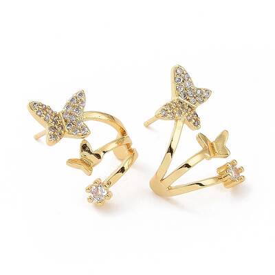 Clear Cubic Zirconia Butterfly Stud Earrings