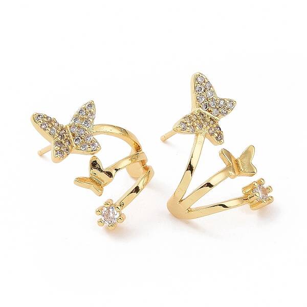 Clear Cubic Zirconia Butterfly Stud Earrings