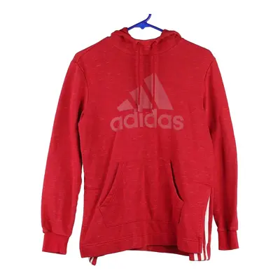 Adidas Spellout Hoodie - Small Red Cotton Blend
