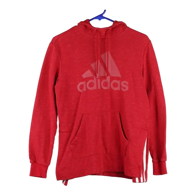 Adidas Spellout Hoodie - Small Red Cotton Blend