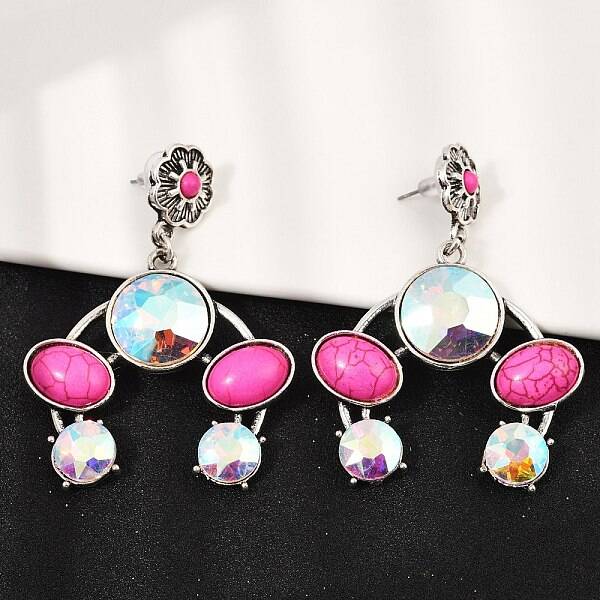 Alloy Synthetic Turquoise Dangle Stud Earrings