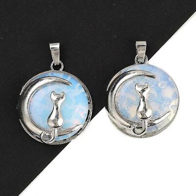 Opalite Flat Round Pendants