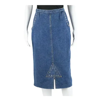 ACKERMAN Y2K Knee Length Straight Skirt Blue Denim Womens M