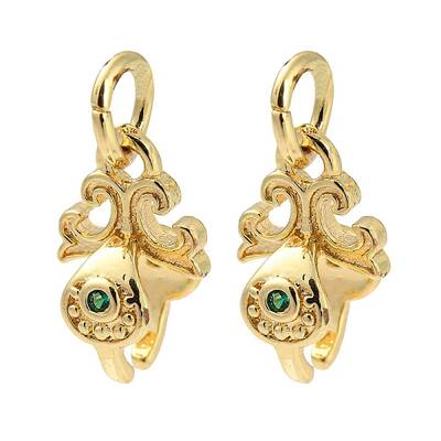 Brass Micro Pave Green Cubic Zirconia Ice Pick Pinch Bails