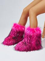 Women's Fluffy Non-slip Snow Boots, Casual Soft Comfortable Ankle Boots for Fall & Winter, Fluffy Plush Warm Shoes for Indoor...