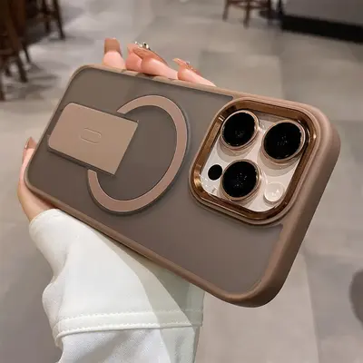 Frosted skin sense bracket magnetic For iphone16 Pro Max 17 15 14 13 iPhone case silicone soft shell TPU+PC shockproof