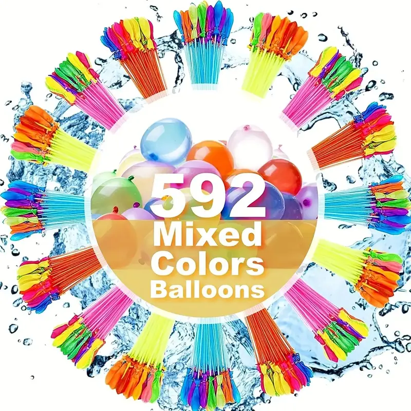 Random Color Quick Injection Water Balloon, 592pcs/111pcs Water Balloons for Water Battle, Outdoor Irrigation Balloons, Summe...