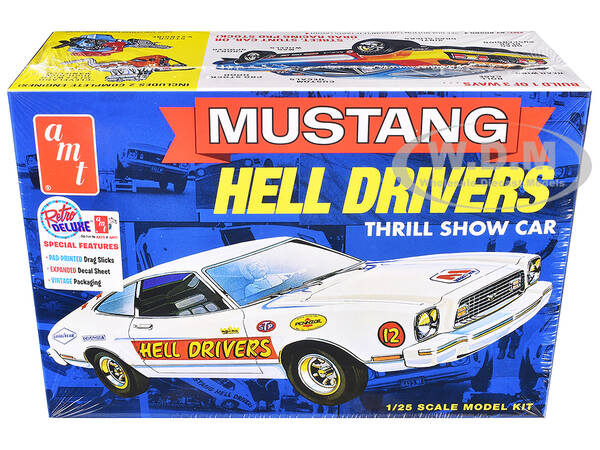 Skill 2 Model Kit 1977 Ford Mustang Hell Drivers Thrill Show Car 1/25 Scale Model by AMT