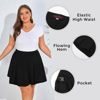 Hanna Nikole Women Plus Size Casual Mini Skater Skirt Elastic Lining High Waist Basic Flared Skorts Pleated with Pocket deals...