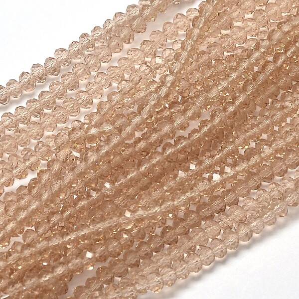 Faceted Rondelle Transparent Glass Beads Strands